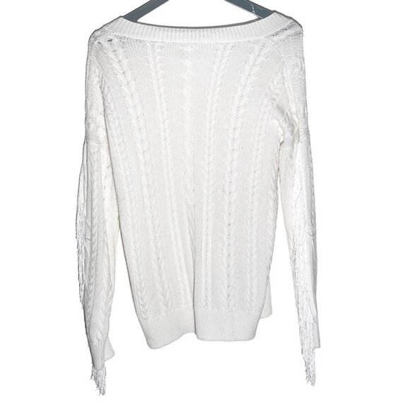 L'AGENCE Savanah Fringed Sweater Color: Ivory size XS - Picture 4 of 6
